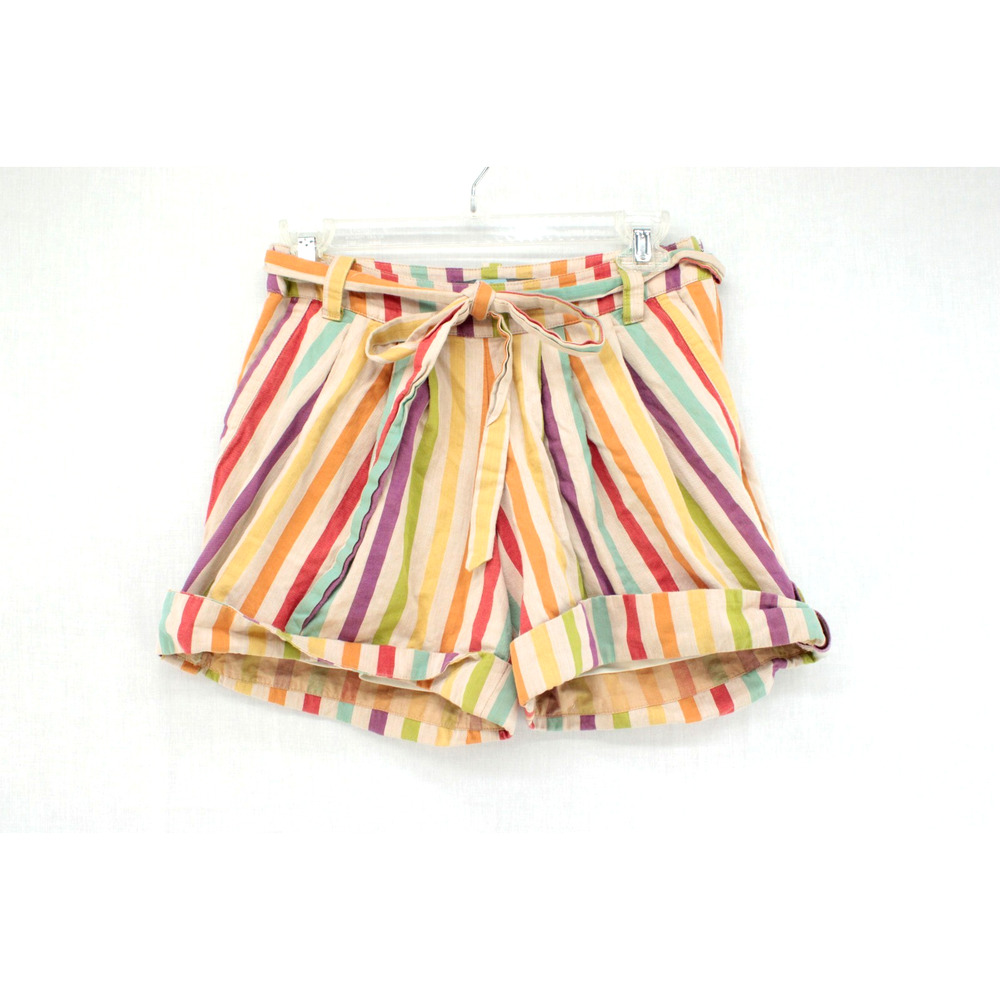 Anthropologie Eva Franco Multicolor Striped Shorts Women 4 Lined Party Beach USA